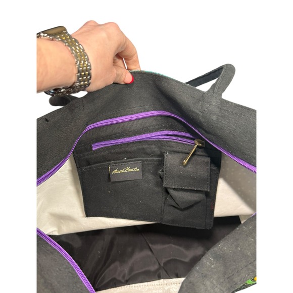 Laurel Burch Dogs and Doggies Canvas Bag Large 18" Artsy Travel Book Tote Sack - Picture 14 of 16